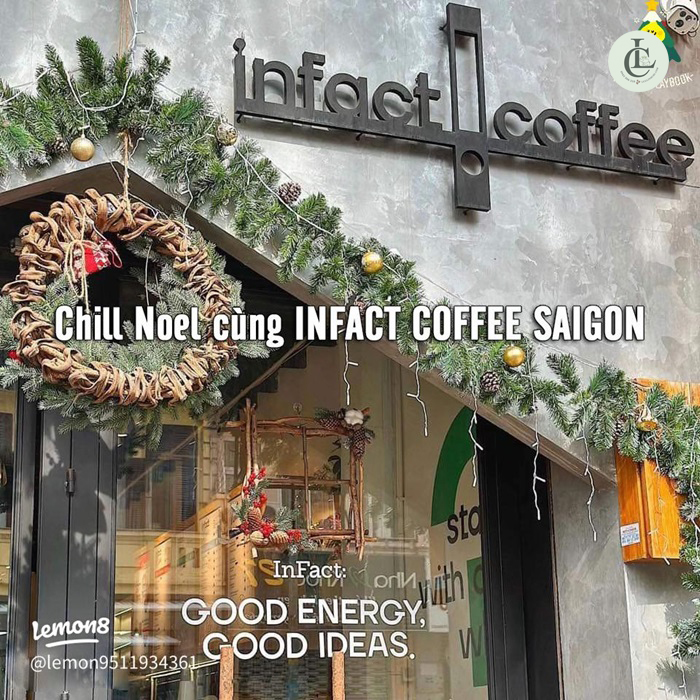 InFact Coffee – Không gian rộng, tone gỗ ấm áp chuẩn Noel