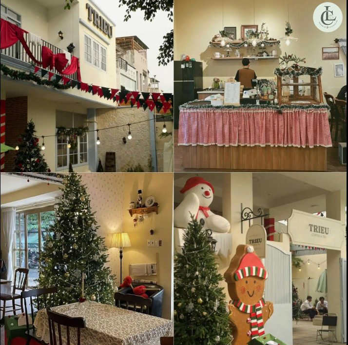 TRIEU Coffee & Tea – Noel “cosy” phong cách gỗ – vòng nguyệt quế